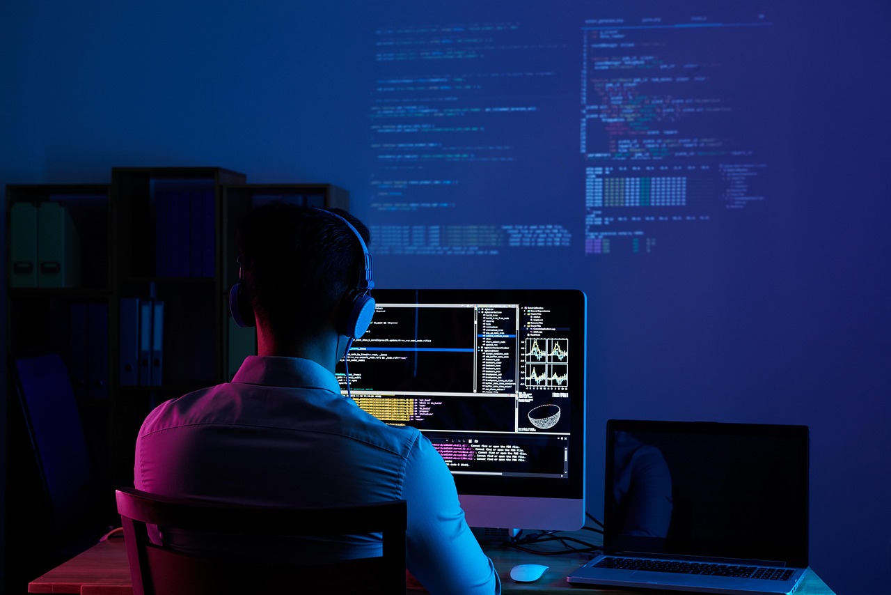 Developer analyzing conversion data on a dashboard